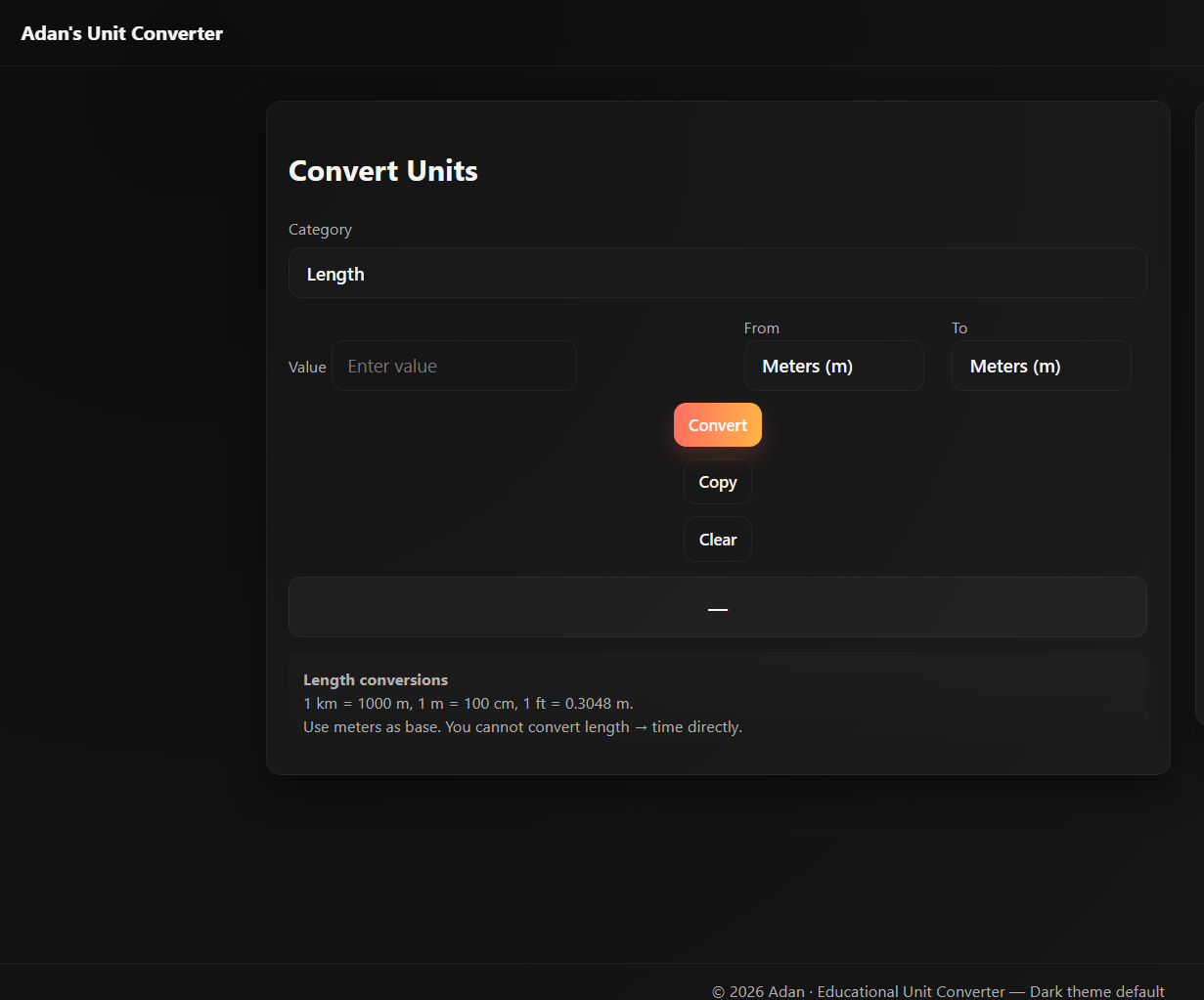 Unit converter interface preview