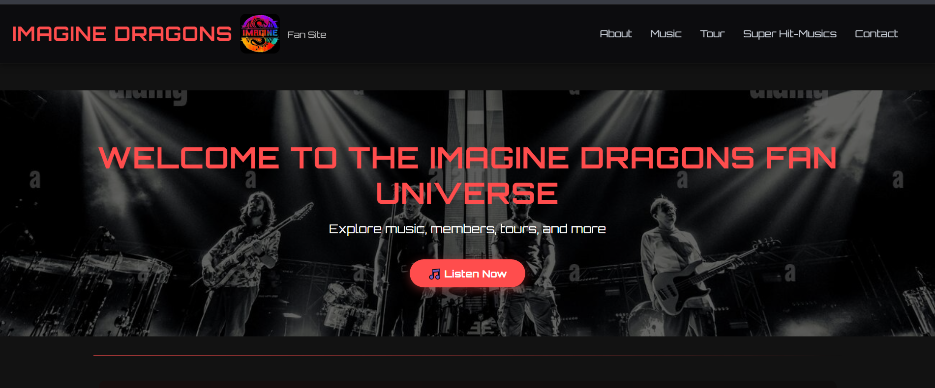 Imagine Dragons fan site preview
